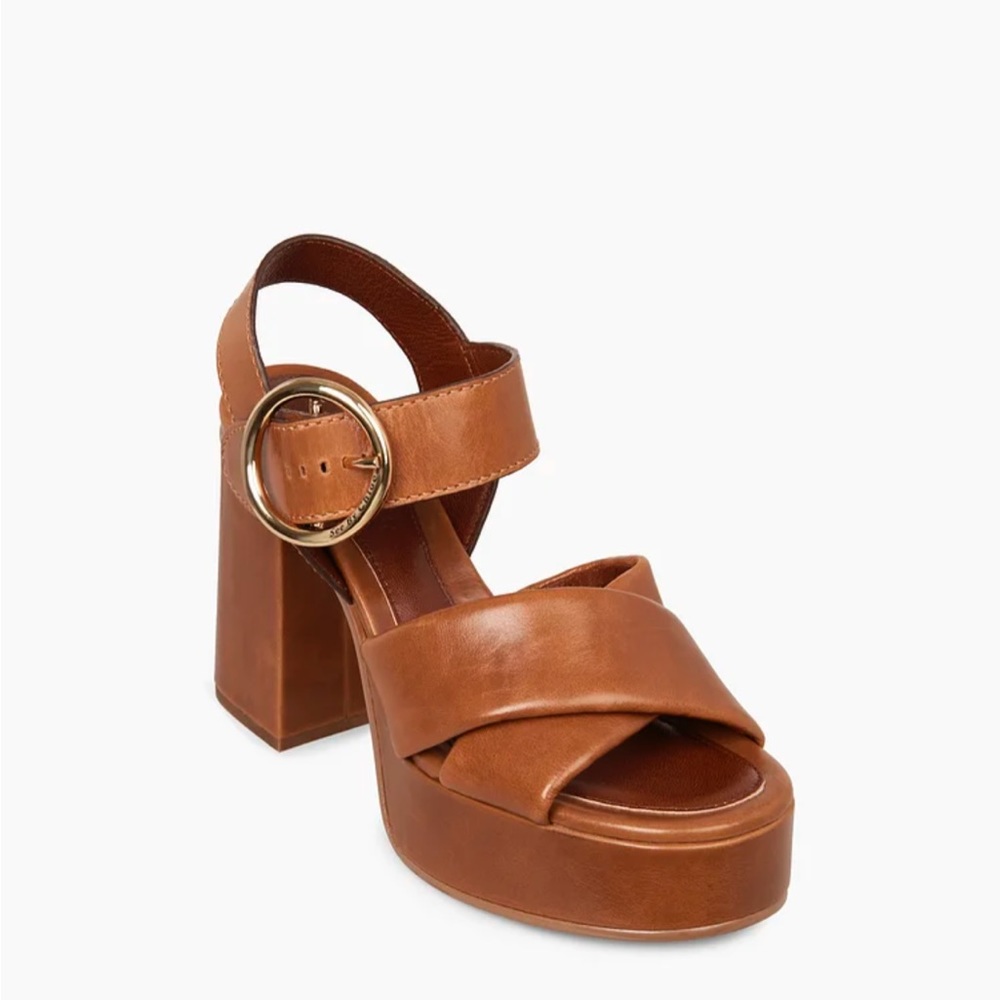 See By Chloe Brown Leather Platform Sandals